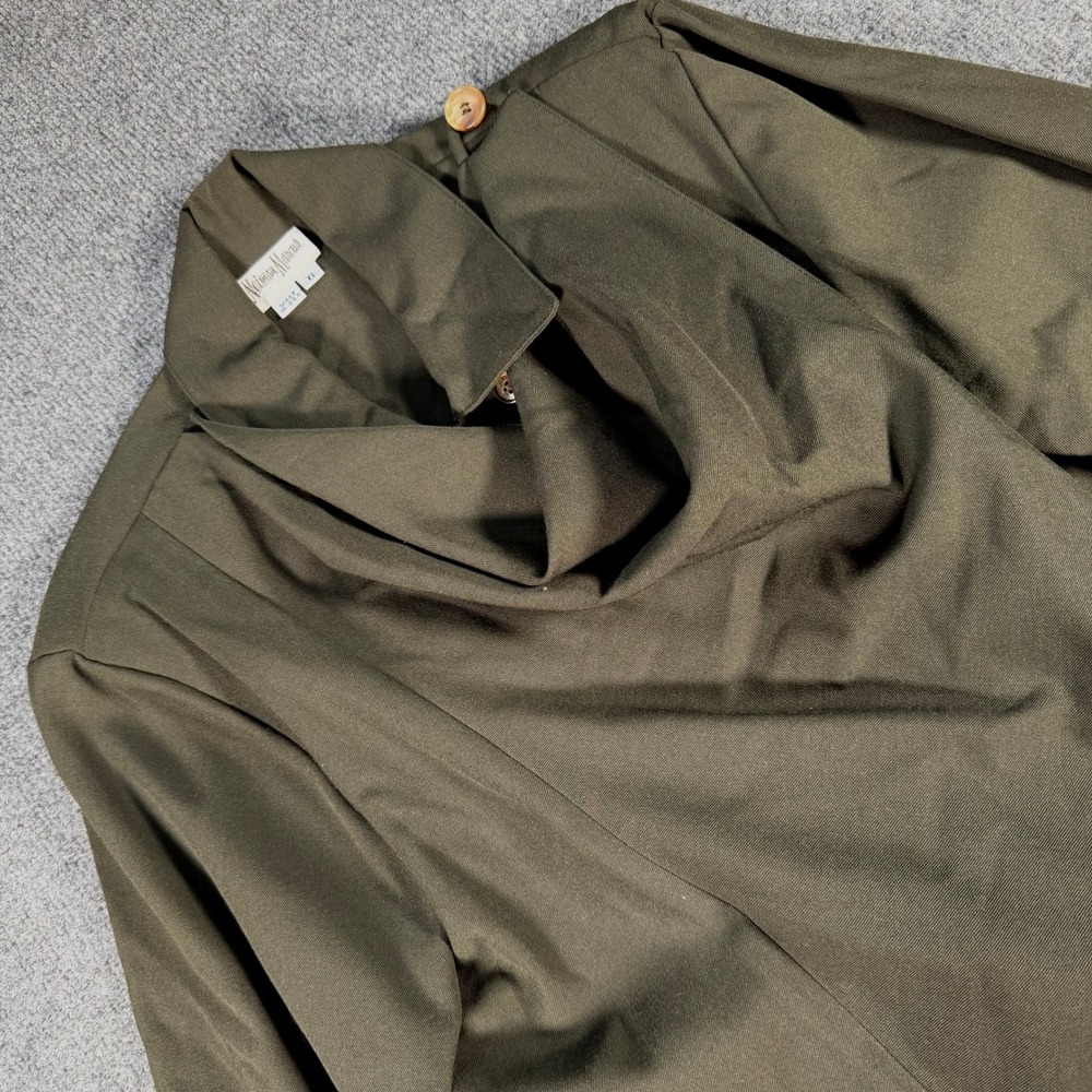 Neiman Marcus Vintage Wool Draped Cowl Neck Jacket Olive Green Size 6 USA #4677